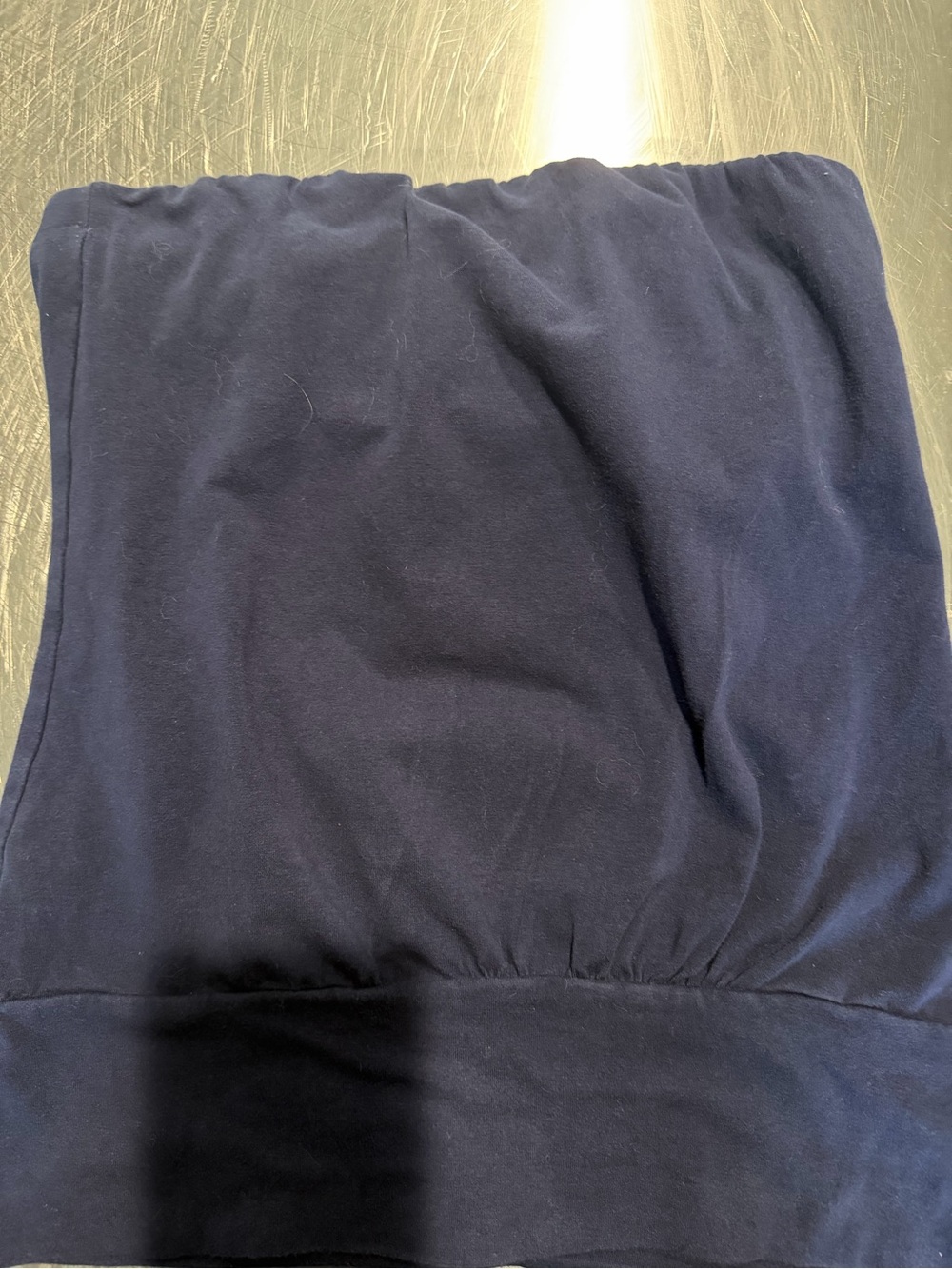 Boston Proper Navy Strapless Top with banded bottom. And shelf bra